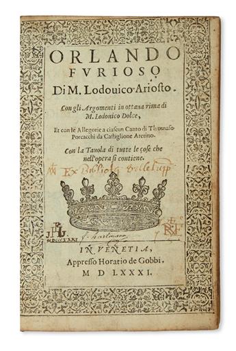 ARIOSTO, LODOVICO. Orlando Furioso.  1581
